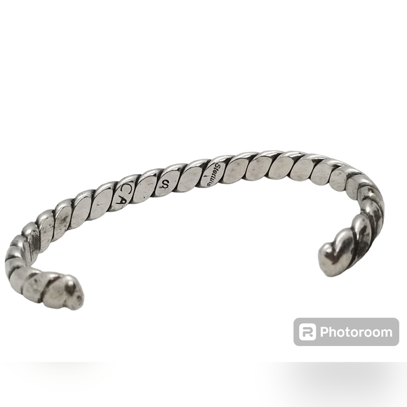 VINTAGE ARTISAN SIGNED SOLID STERLING SILVER TWISTED CABLE CUFF BRACELET - Picture 6 of 8